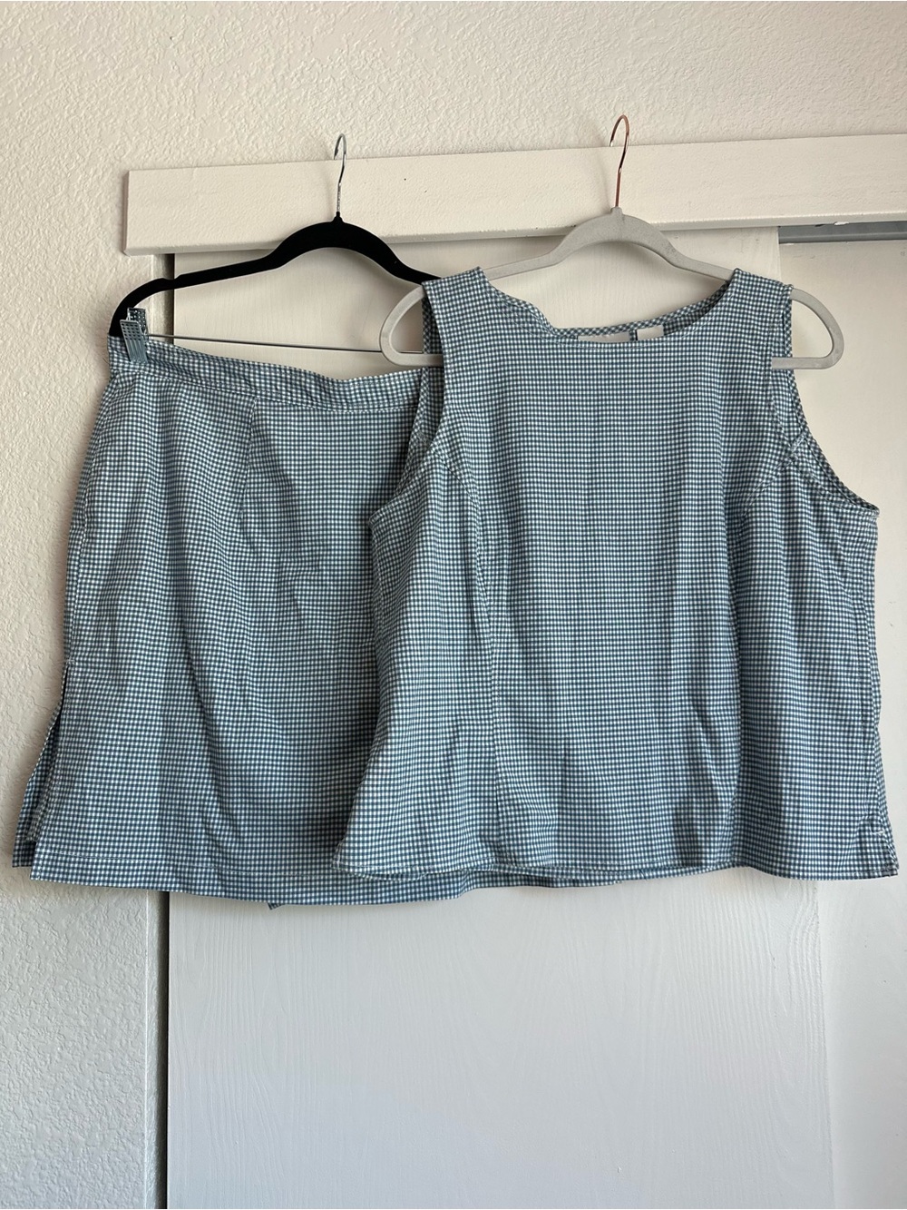 Liz Claiborne Blue and White Gingham Two-Piece Tank Set